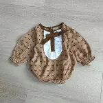 [66-90cm] リボンコーデュロイ ロンパース