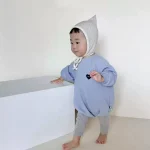 [66-90cm] ハート刺しゅう ロンパース - Image 8