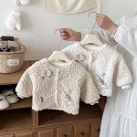 [73-110cm] フラワー&ウサギ 刺繡 アウター - Image 20