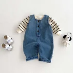 [66-90cm]デニム オールインワン OR ボーダー トップス - Image 7