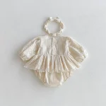 [66-90cm] レース フリル ロンパース - Image 3