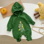 [66-90cm] フーディ熊柄 オールインワン - Image 7