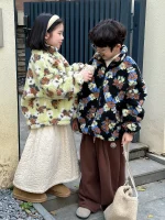 [90-150cm] 花柄 ボア アウター - Image 3