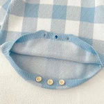 [66-90cm] チェック柄 ニット ロンパース - Image 7