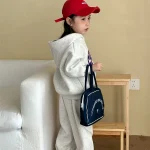 [80-150cm] 英字プリント ボア付き セットアップ