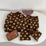 [73-130cm]セットアップ ハート柄 カジュアル 着心地良い 二点セット - Image 4