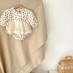 [66-100cm] ワンピース風 ドット ロンパース - Image 10