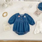 [66-120cm]ワンピース OR ロンパース ウサギ柄 デニム おしゃれ 定番 ベビー服 - Image 8