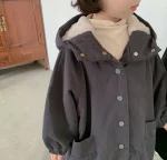 [80-150cm] 韓国風 暖かい フート付き ロングコート