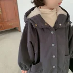 [80-150cm] 韓国風 暖かい フート付き ロングコート