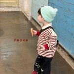 [90-140cm]ボーダー柄 POLOネックトップス - Image 7