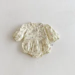 [66-90cm]ロンパース 小花柄 可愛い 肌に優しい ベビー服