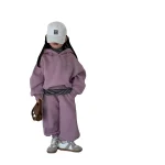 [80-140cm]英字 トップス フート付き カジュアル セットアップ - Image 5