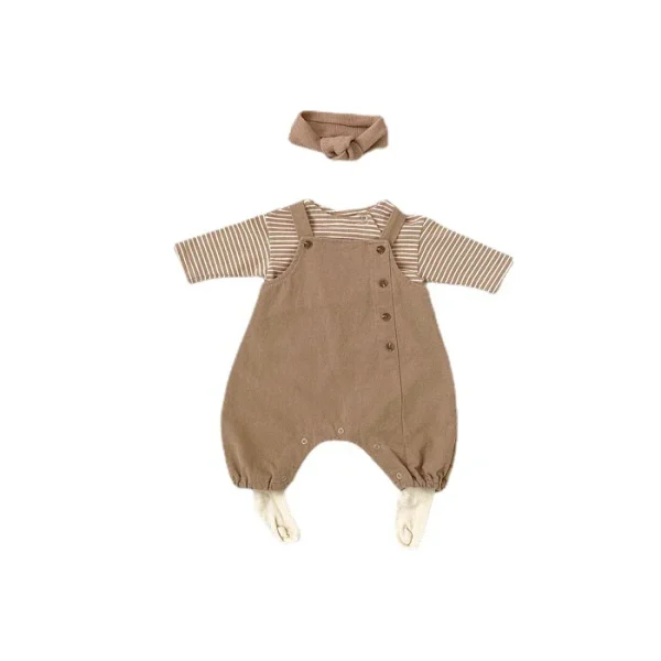 [66-100cm]サロペット or ボーダー シャツ ボタン シンプル 定番