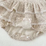 [66-90cm] 小花柄 リネン ロンパース - Image 14