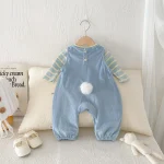 [66-100cm] カモデザイン サロペット & ボーダー シャツ 2点セット - Image 12