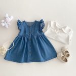 [73-120cm]ワンピース デニム フリル カジュアル ディリー - Image 11