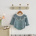 [66-100cm] フリル襟 ニット ロンパース - Image 10