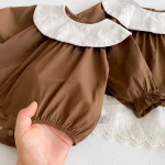 [66-100cm] 丸襟 ワンピース  or ロンパース - Image 3