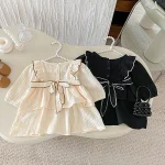 [73-110cm] 肩フリル リネン ワンピース - Image 4