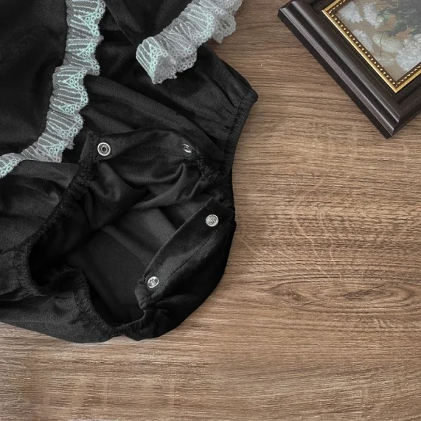 [66-90cm] 韓国風 フリル襟 ロンパース