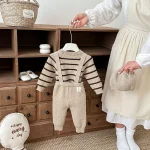 [66-90cm]2点セット 犬柄 サロペット & トップス セットアップ - Image 5