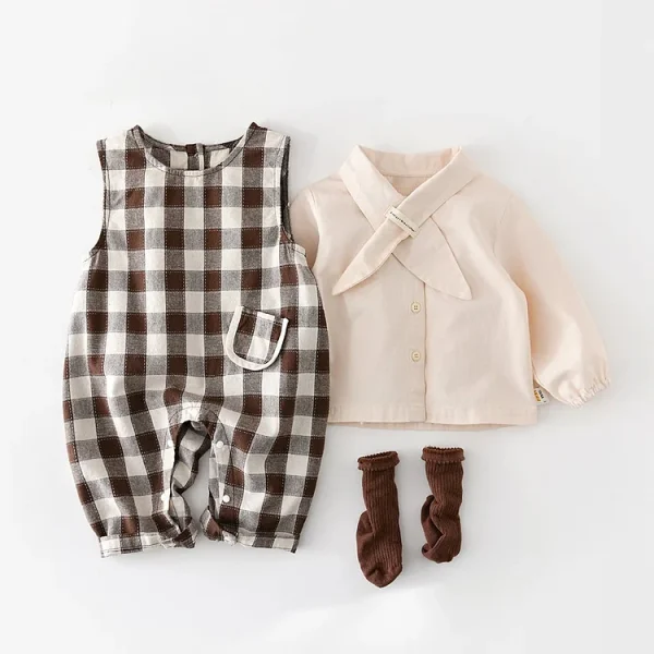 [73-100cm]オールインワン チェック柄 可愛い ベビー服