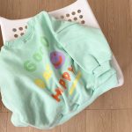 [66-90cm]スウェット スマイル柄 英字 可愛い トップス - Image 4