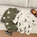 [66-100cm] 太陽or月柄 ロンパース - Image 6