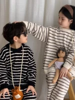 [90-150cm] ボアボーダー ルームウエア セットアップ - Image 4