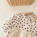 [66-100cm] ワンピース風 ドット ロンパース - Image 7
