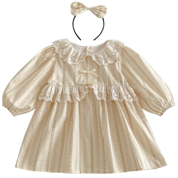 [66-140cm]ロンパース or ワンピース レース襟 リボン おしゃれ