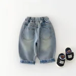 [73-110cm]デニム パンツ 英字柄 カジュアル 履きやすい ボトムス - Image 8