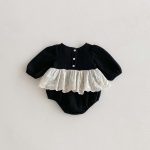 [66-90cm]レイヤード レース ロンパース