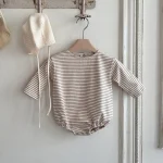 [66-90cm] 韓国風 ボーダー ロンパース - Image 8