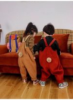 [80-110cm] レトロ ボンボン付き サロペット - Image 5