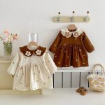 [80-130cm] 花柄 丸襟 ワンピース - Image 4