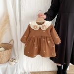 [80-130cm] 花柄 丸襟 ワンピース - Image 5