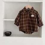 [66-100cm] チェック 犬柄 ロンパース - Image 11