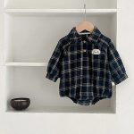 [66-100cm] チェック 犬柄 ロンパース - Image 8