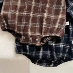 [66-100cm] チェック 犬柄 ロンパース