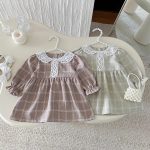 [73-110cm] レース襟 チェック ワンピース - Image 13