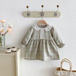 [73-110cm] レース襟 チェック ワンピース - Image 10