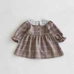 [73-110cm] レース襟 チェック ワンピース - Image 6