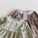 [73-110cm] レース襟 チェック ワンピース - Image 11