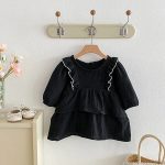 [73-110cm] 肩フリル リネン ワンピース