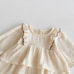 [73-110cm] 肩フリル リネン ワンピース - Image 2