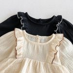 [73-110cm] 肩フリル リネン ワンピース - Image 5