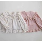 [73-120cm]フリル付き ドールカラー シャツ
