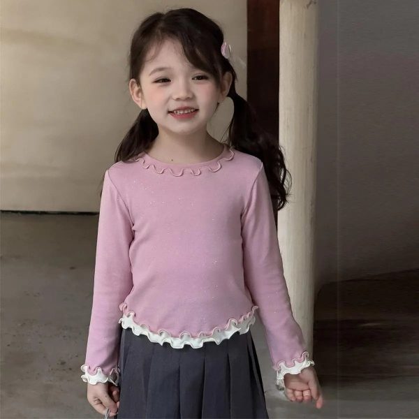 [90-140cm]女の子 長袖トップス スウィート 肌触り良い